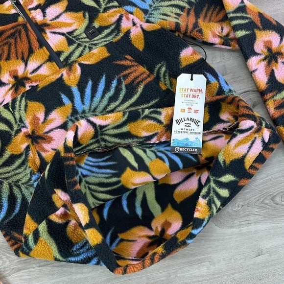 🔆BILLABONG🔆 BOUNDARY FLORAL FLEECE MOCK HALF ZIP - Picture 14 of 15
